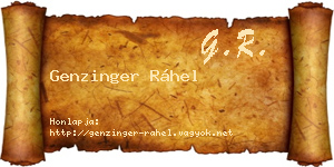 Genzinger Ráhel névjegykártya